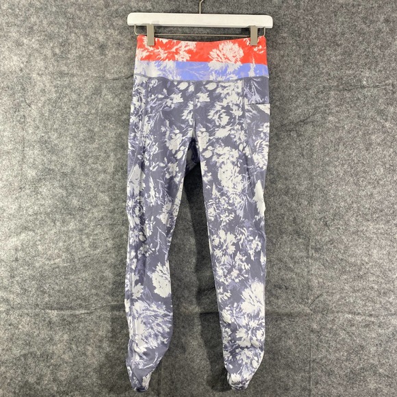Free People Movement Leggings Small Gray Floral Wave Rider High Rise - Picture 2 of 15